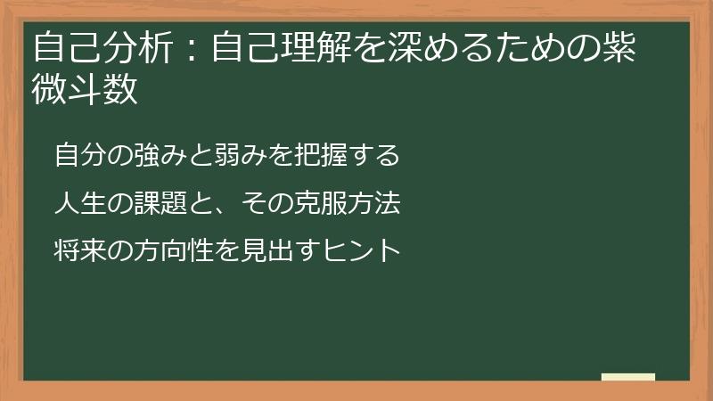 自己分析：自己理解を深めるための紫微斗数