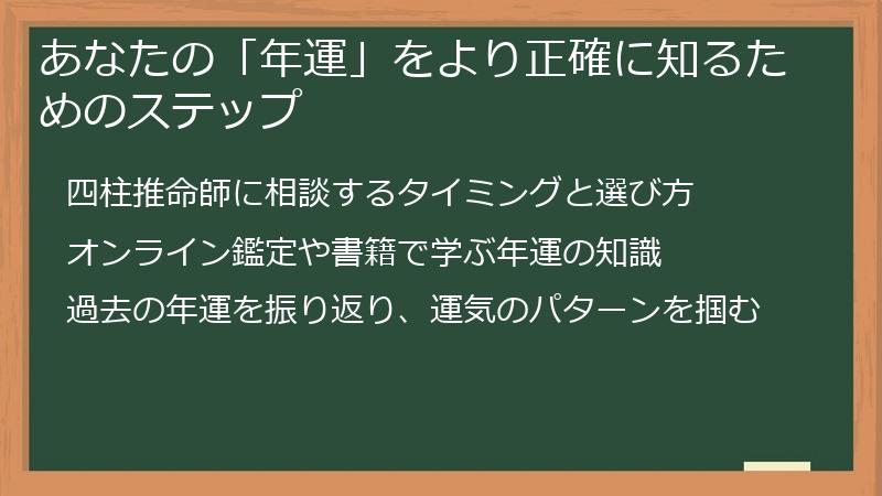 あなたの「年運」をより正確に知るためのステップ