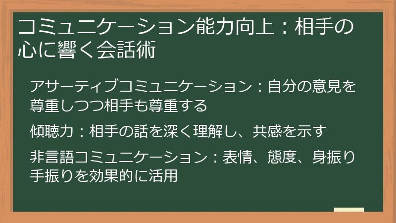 コミュニケーション能力向上：相手の心に響く会話術