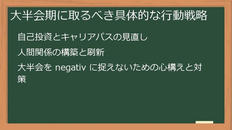 大半会期に取るべき具体的な行動戦略