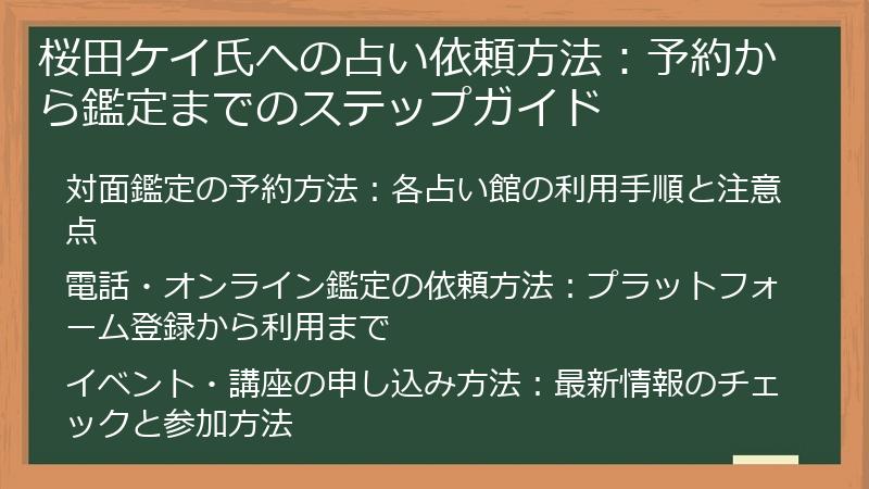 桜田ケイ氏への占い依頼方法：予約から鑑定までのステップガイド