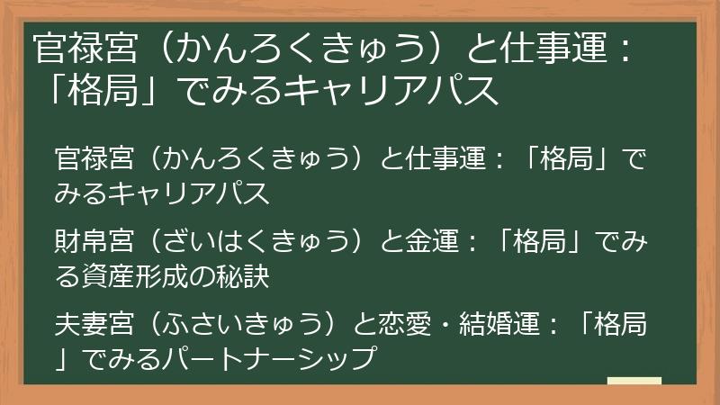 官禄宮（かんろくきゅう）と仕事運：「格局」でみるキャリアパス