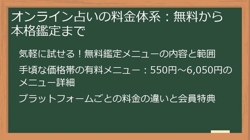 オンライン占いの料金体系：無料から本格鑑定まで