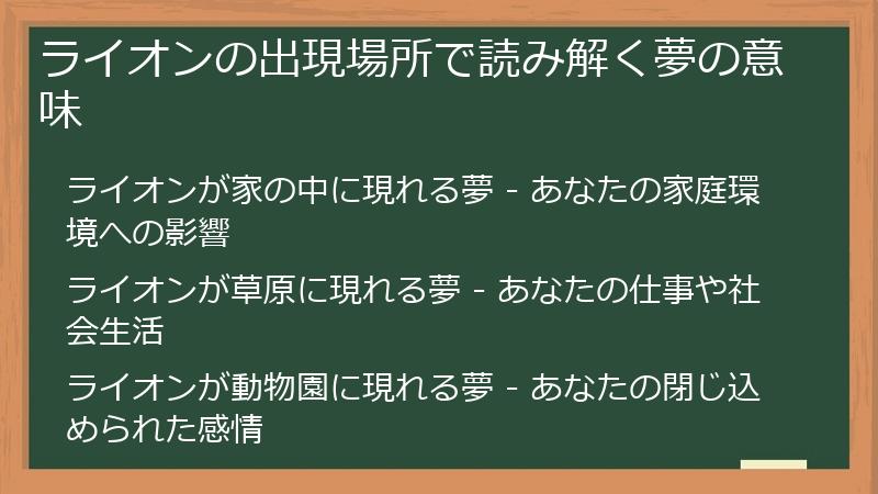 ライオンの出現場所で読み解く夢の意味