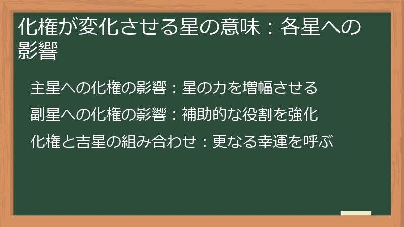 化権が変化させる星の意味：各星への影響