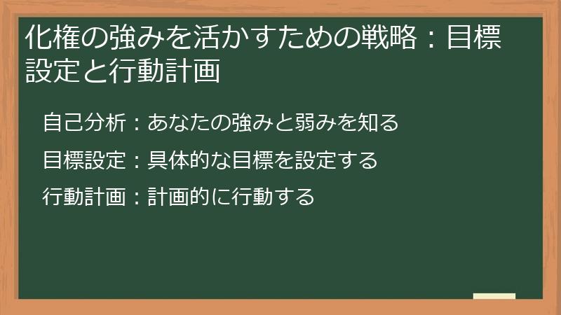 化権の強みを活かすための戦略:目標設定と行動計画