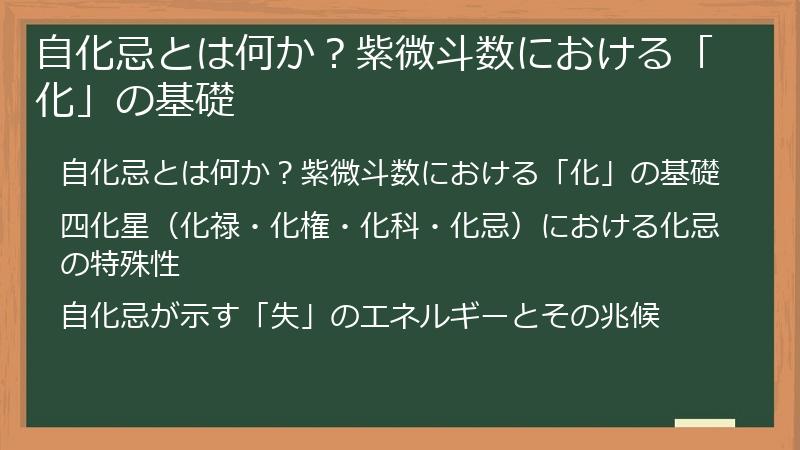 自化忌とは何か？紫微斗数における「化」の基礎