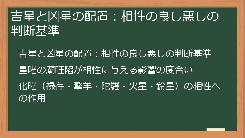 吉星と凶星の配置：相性の良し悪しの判断基準