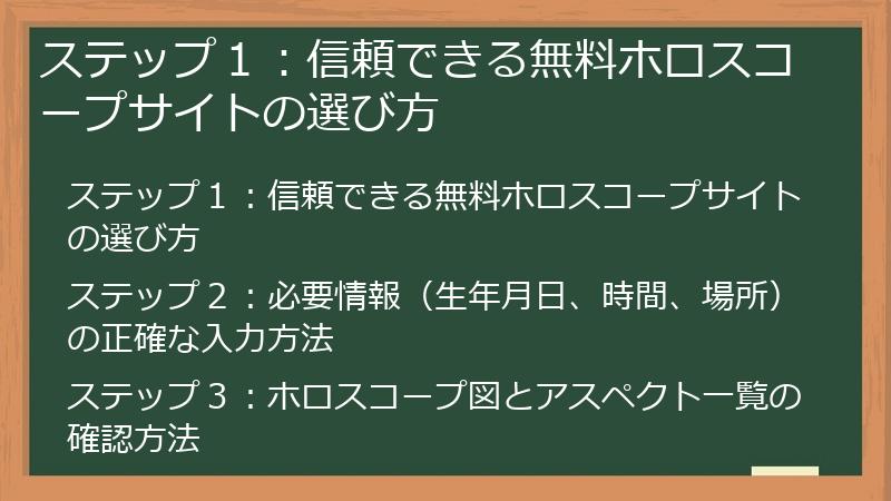 ステップ１：信頼できる無料ホロスコープサイトの選び方