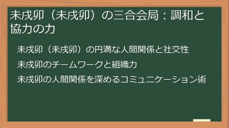 未戌卯(未戌卯)の三合会局:調和と協力の力