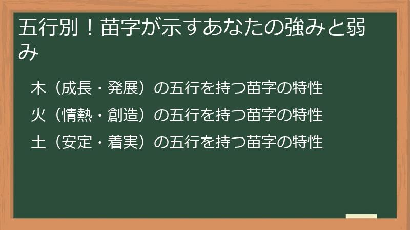 五行別！苗字が示すあなたの強みと弱み