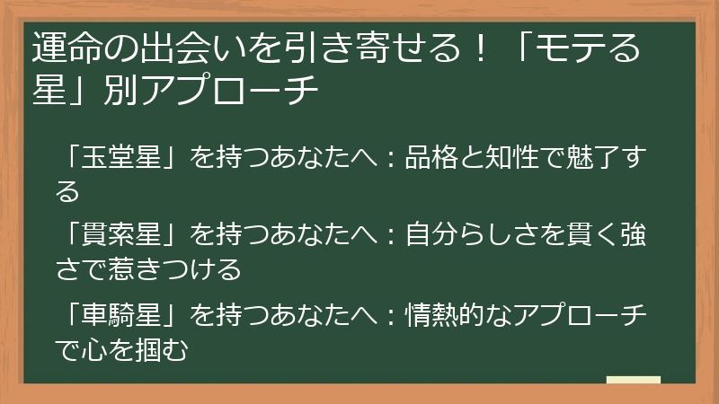 運命の出会いを引き寄せる!「モテる星」別アプローチ