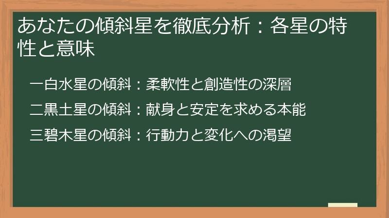 あなたの傾斜星を徹底分析：各星の特性と意味