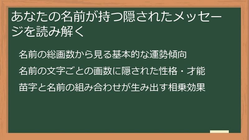 あなたの名前が持つ隠されたメッセージを読み解く