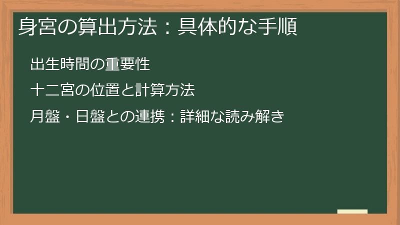 身宮の算出方法：具体的な手順
