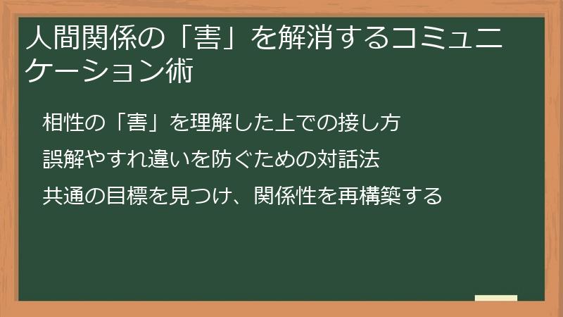 人間関係の「害」を解消するコミュニケーション術