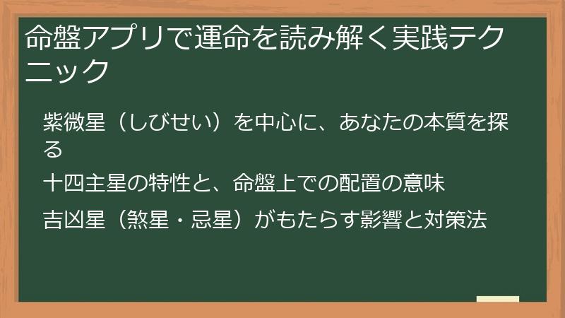 命盤アプリで運命を読み解く実践テクニック