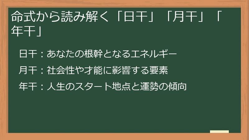 命式から読み解く「日干」「月干」「年干」