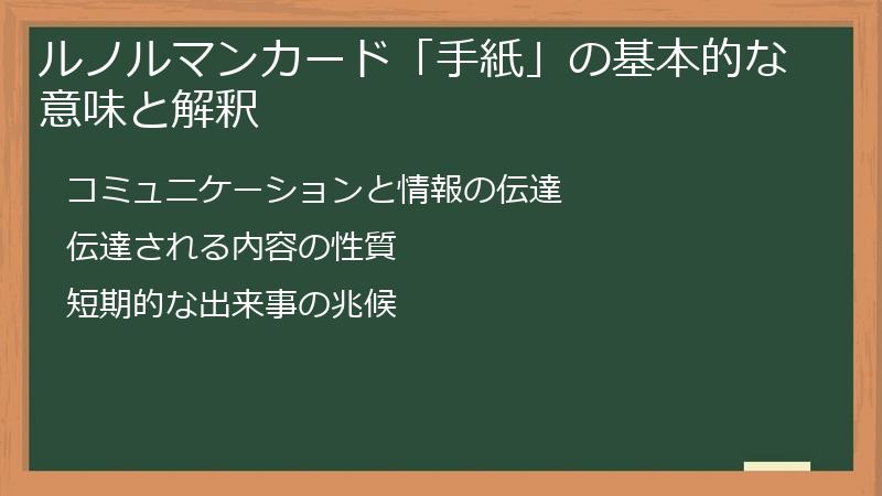 ルノルマンカード「手紙」の基本的な意味と解釈