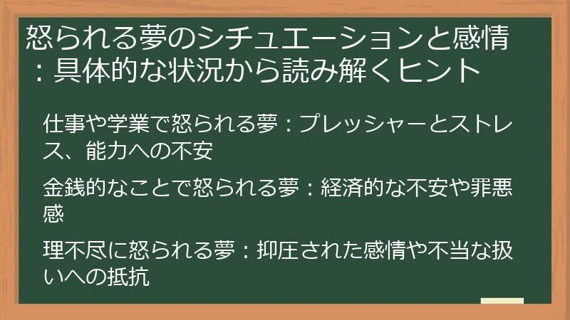 怒られる夢のシチュエーションと感情：具体的な状況から読み解くヒント