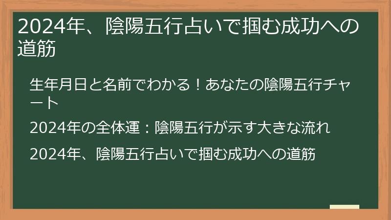 2024年、陰陽五行占いで掴む成功への道筋