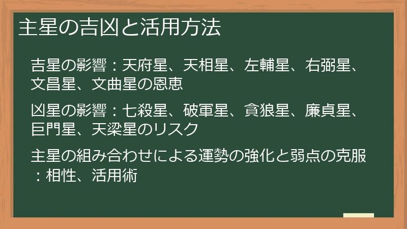 主星の吉凶と活用方法