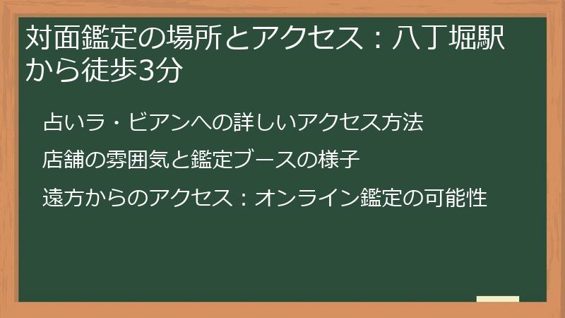 対面鑑定の場所とアクセス:八丁堀駅から徒歩3分