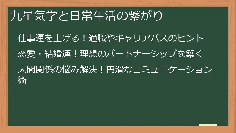 九星気学と日常生活の繋がり