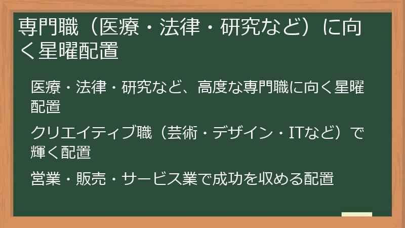 専門職(医療・法律・研究など)に向く星曜配置