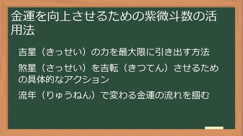 金運を向上させるための紫微斗数の活用法