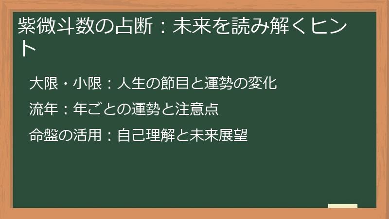紫微斗数の占断：未来を読み解くヒント