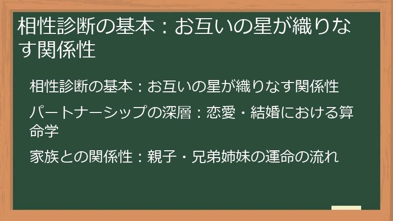相性診断の基本：お互いの星が織りなす関係性