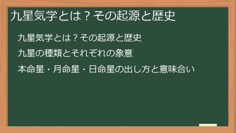 九星気学とは？その起源と歴史