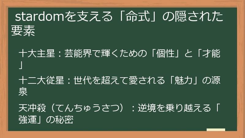  stardomを支える「命式」の隠された要素
