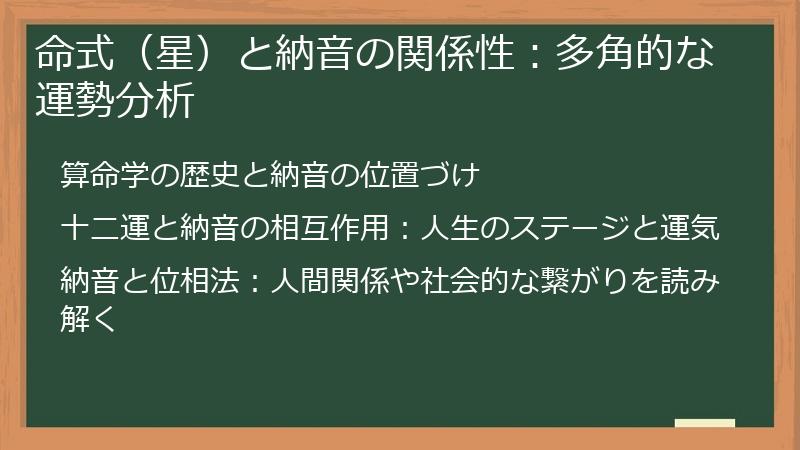 命式（星）と納音の関係性：多角的な運勢分析