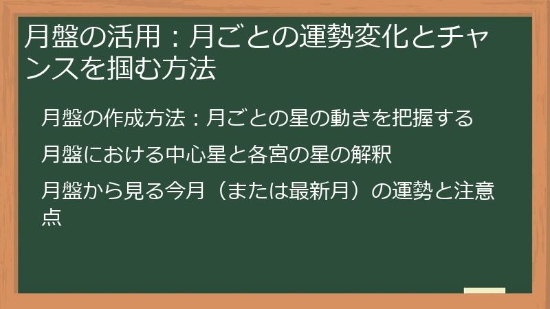 月盤の活用：月ごとの運勢変化とチャンスを掴む方法