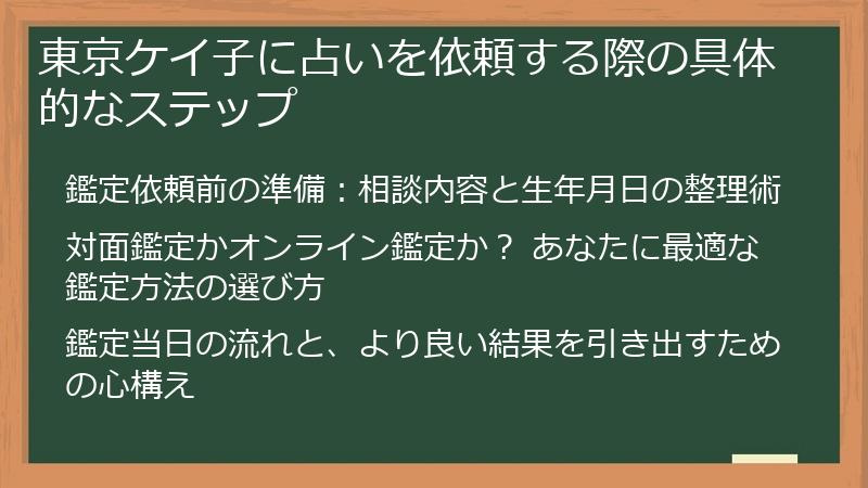 東京ケイ子に占いを依頼する際の具体的なステップ