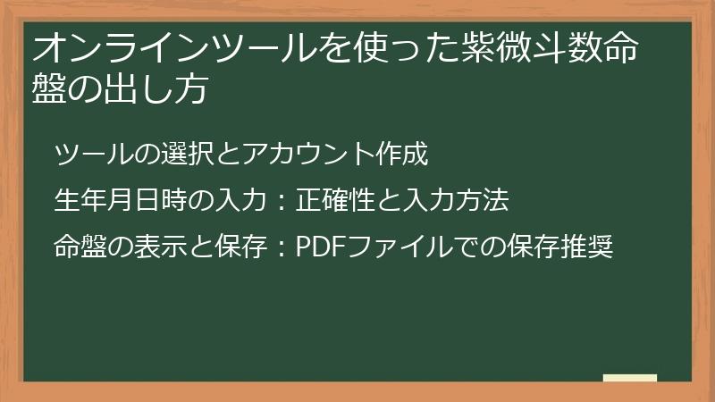 オンラインツールを使った紫微斗数命盤の出し方
