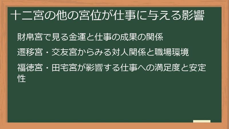 十二宮の他の宮位が仕事に与える影響