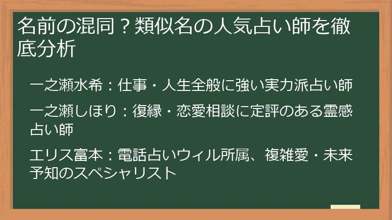 名前の混同？類似名の人気占い師を徹底分析