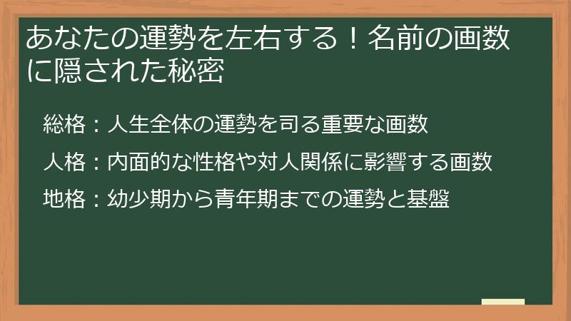 あなたの運勢を左右する！名前の画数に隠された秘密