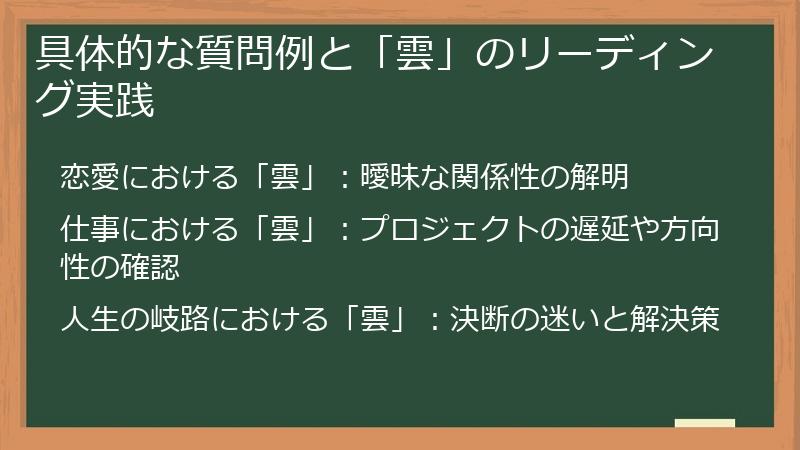 具体的な質問例と「雲」のリーディング実践
