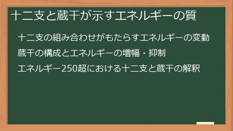 十二支と蔵干が示すエネルギーの質