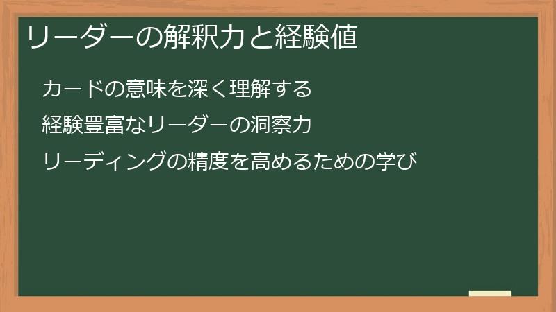リーダーの解釈力と経験値