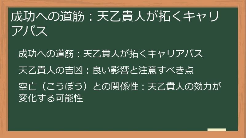 成功への道筋：天乙貴人が拓くキャリアパス