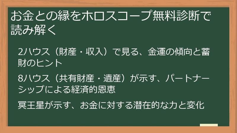 お金との縁をホロスコープ無料診断で読み解く