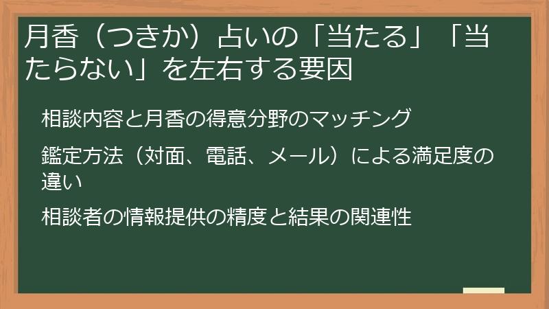 月香（つきか）占いの「当たる」「当たらない」を左右する要因