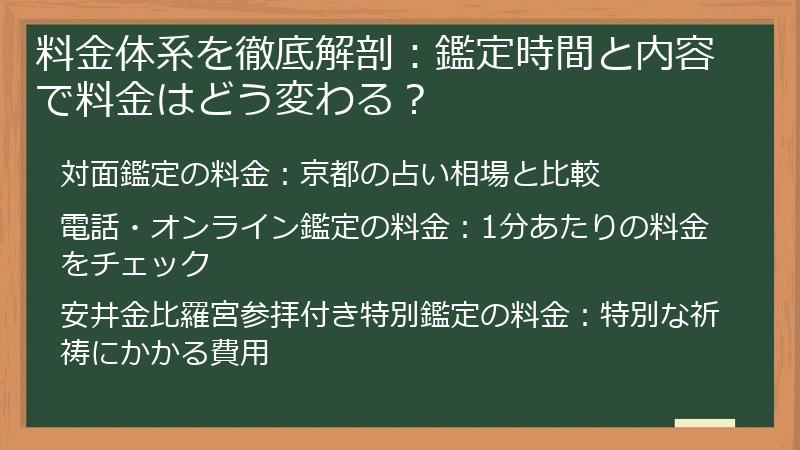料金体系を徹底解剖：鑑定時間と内容で料金はどう変わる？