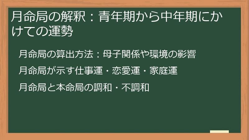 月命局の解釈：青年期から中年期にかけての運勢