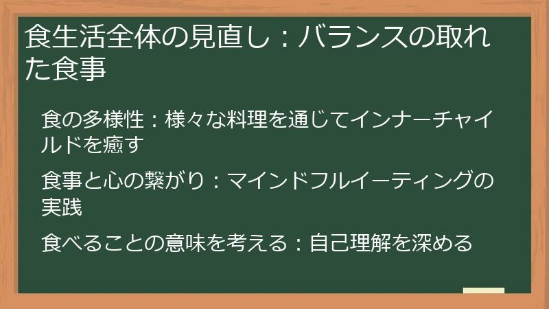 食生活全体の見直し：バランスの取れた食事